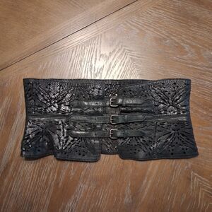 All Saints Leather Lasercut Corset Belt Large Accessory